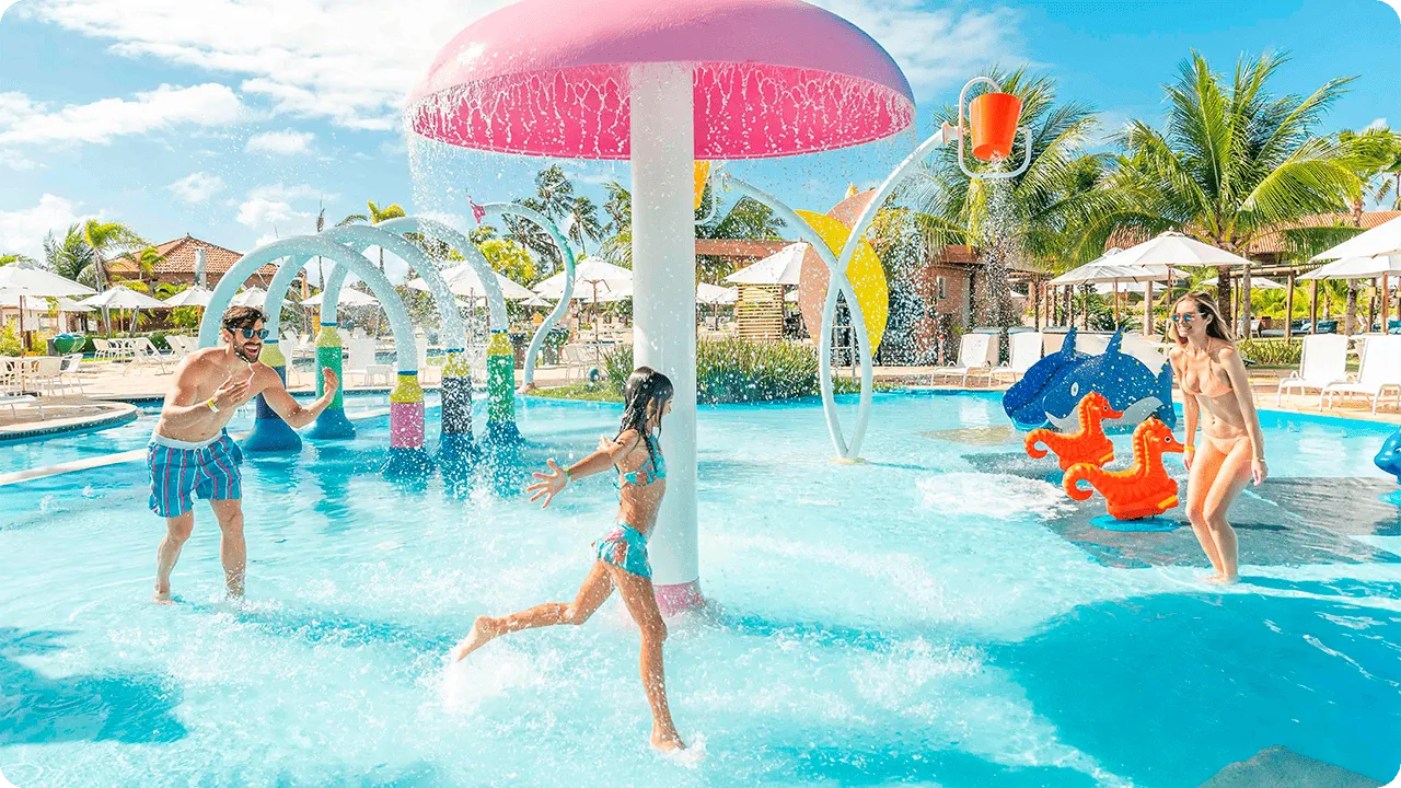 Guests having fun in the water toys area at Salinas Maragogi